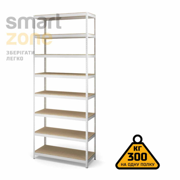 Стелаж металевий 250х80х40 см БІЛИЙ 8 полиць із ДСП ХАРДІ-ПРО-29566 для дому, магазину, складу -
                                                        Фото 2