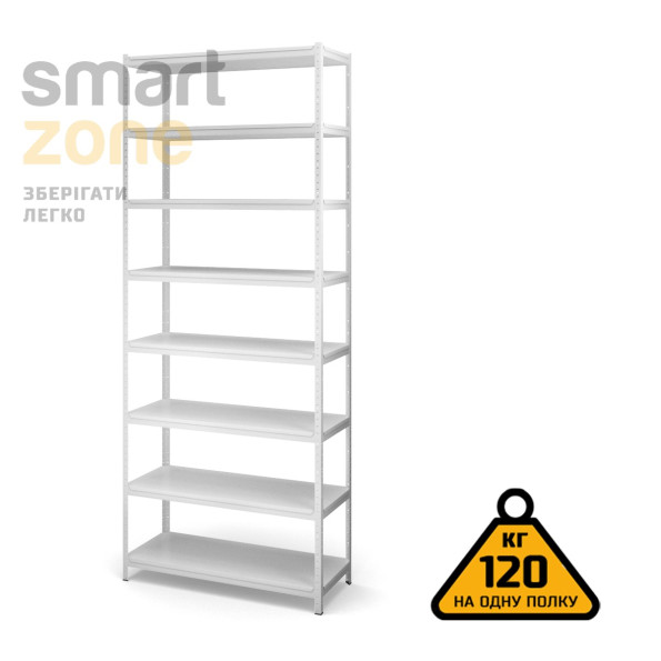 Стелаж металевий 300х90х60 см БІЛИЙ 8 полиць із металу ХАРДІ-ПРО-4390 для дому, магазину, складу -
                                                        Фото 2