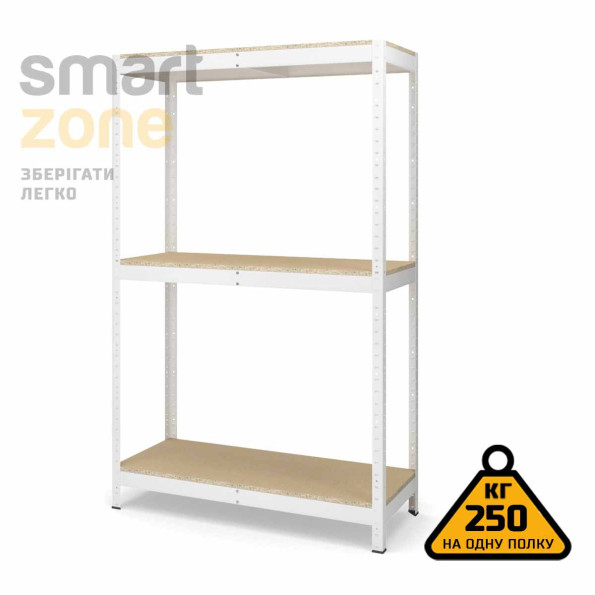 Стелаж металевий 100х150х60 см БІЛИЙ 3 полиці із ДСП ХАРДІ-ПРО-15848 для дому, магазину, складу -
                                                        Фото 2