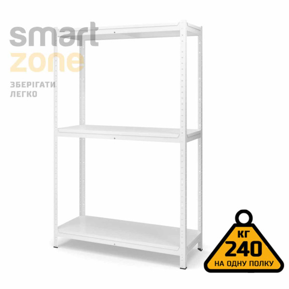 Стеллаж металлический 100х120х50 см БЕЛЫЙ 3 полки из металла ХАРДИ-ПРО-8222 для дома, магазина, склада -
                                                        Фото 2