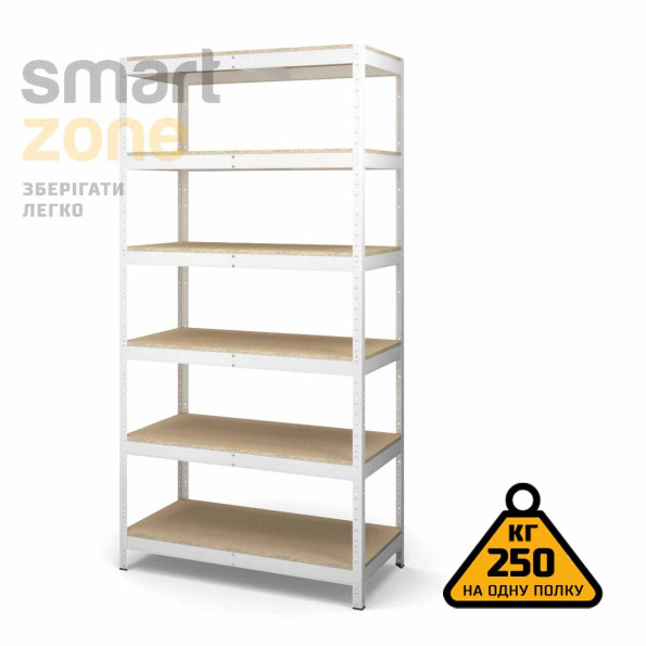 Стелаж металевий 250х140х100 см БІЛИЙ 6 полиць із ДСП ХАРДІ-ПРО-18320 для дому, магазину, складу -
                                                        Фото 2