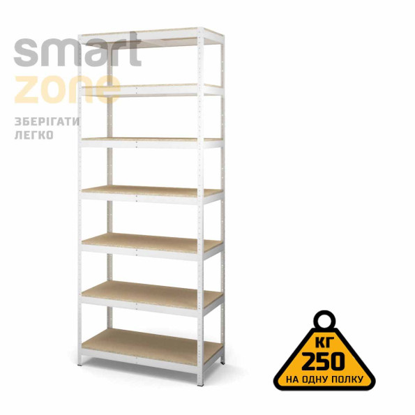 Стелаж металевий 250х140х60 см БІЛИЙ 7 полиць із ДСП ХАРДІ-ПРО-18297 для дому, магазину, складу -
                                                        Фото 2