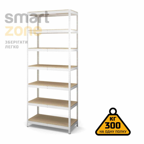 Стеллаж металлический 280х120х50 см БЕЛЫЙ 7 полок из ДСП ХАРДИ-ПРО-30279 для дома, магазина, склада -
                                                        Фото 2