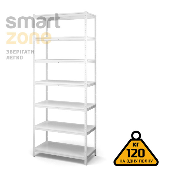 Стелаж металевий 300х120х60 см БІЛИЙ 7 полиць із металу ХАРДІ-ПРО-4479 для дому, магазину, складу -
                                                        Фото 2