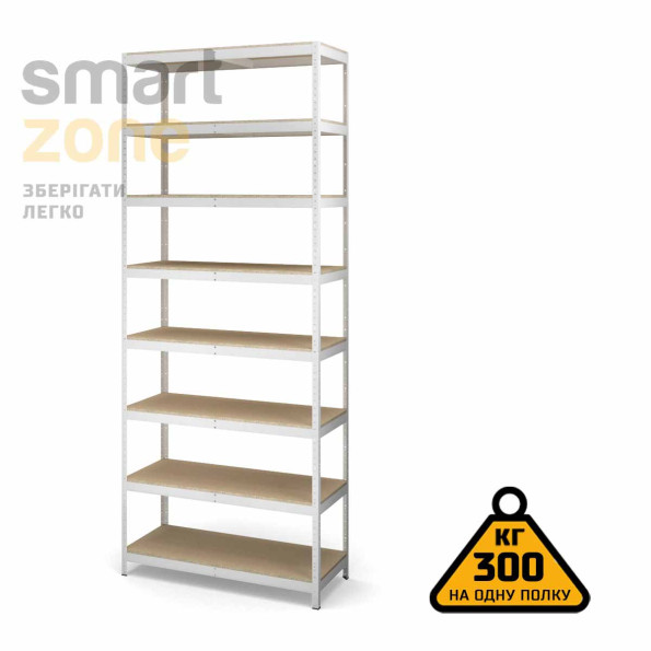 Стелаж металевий 250х110х90 см БІЛИЙ 8 полиць із ДСП ХАРДІ-ПРО-29746 для дому, магазину, складу -
                                                        Фото 2