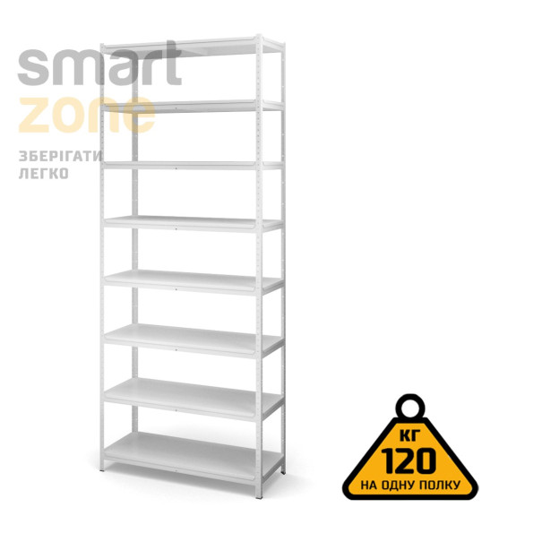 Стеллаж металлический 280х110х60 см БЕЛЫЙ 8 полок из металла ХАРДИ-ПРО-4216 для дома, магазина, склада -
                                                        Фото 2