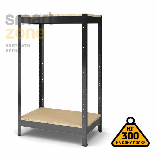 Стеллаж металлический 80х80х40 см ЧЕРНЫЙ 2 полки из ДСП ХАРДИ-ПРО-31009 для дома, магазина, склада -
                                                        Фото 2