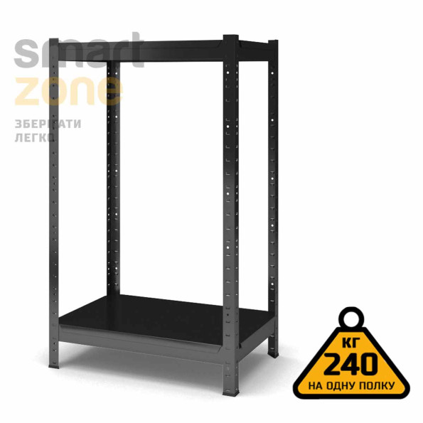 Стелаж металевий 120х50х30 см ЧОРНИЙ 2 полиці із металу ХАРДІ-ПРО-10019 для дому, магазину, складу -
                                                        Фото 2