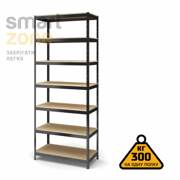 Стеллаж металлический 280х60х60 см ЧЕРНЫЙ 7 полок из ДСП ХАРДИ-ПРО-33885 для дома, магазина, склада -
                                                        Фото 2