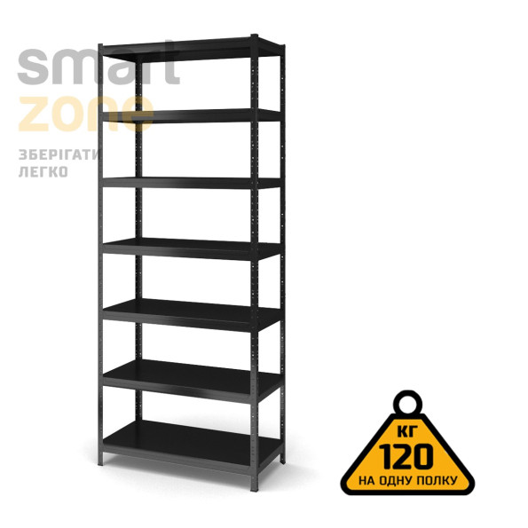 Стелаж металевий 300х90х50 см ЧОРНИЙ 7 полиць із металу ХАРДІ-ПРО-6177 для дому, магазину, складу -
                                                        Фото 2