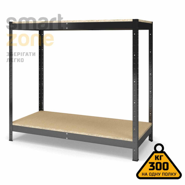 Стеллаж металлический 80х150х60 см ЧЕРНЫЙ 2 полки из ДСП ХАРДИ-ПРО-31135 для дома, магазина, склада -
                                                        Фото 2