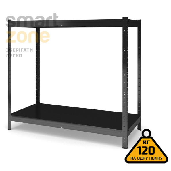 Стелаж металевий 120х120х60 см ЧОРНИЙ 2 полиці із металу ХАРДІ-ПРО-4751 для дому, магазину, складу -
                                                        Фото 2