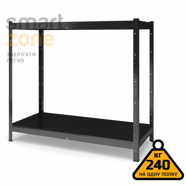 Стеллаж металлический 80х110х40 см ЧЕРНЫЙ 2 полки из металла ХАРДИ-ПРО-9923 для дома, магазина, склада -
                                                        Фото 2