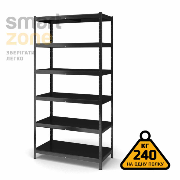 Стеллаж металлический 180х110х30 см ЧЕРНЫЙ 6 полок из металла ХАРДИ-ПРО-10567 для дома, магазина, склада -
                                                        Фото 2