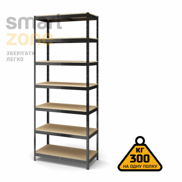 Стеллаж металлический 250х140х70 см ЧЕРНЫЙ 7 полок из ДСП ХАРДИ-ПРО-33759 для дома, магазина, склада -
                                                        Фото 2