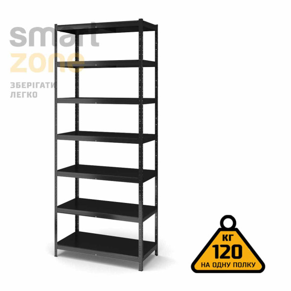 Стелаж металевий 300х120х60 см ЧОРНИЙ 7 полиць із металу ХАРДІ-ПРО-6273 для дому, магазину, складу -
                                                        Фото 3