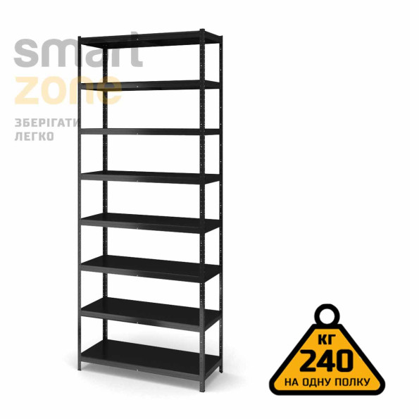 Стелаж металевий 280х50х40 см ЧОРНИЙ 8 полиць із металу ХАРДІ-ПРО-11200 для дому, магазину, складу -
                                                        Фото 2