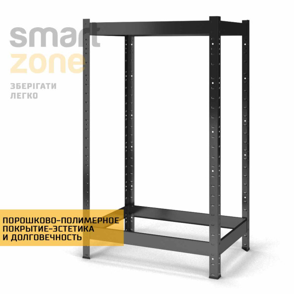 Стеллаж металлический 80х80х40 см ЧЕРНЫЙ 2 полки из ДСП ХАРДИ-ПРО-31009 для дома, магазина, склада -
                                                        Фото 3