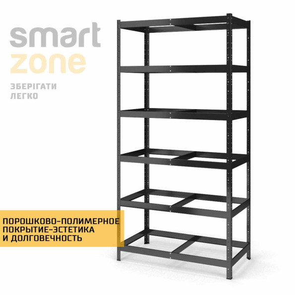Стеллаж металлический 180х110х30 см ЧЕРНЫЙ 6 полок из металла ХАРДИ-ПРО-5185 для дома, магазина, склада -
                                                        Фото 3