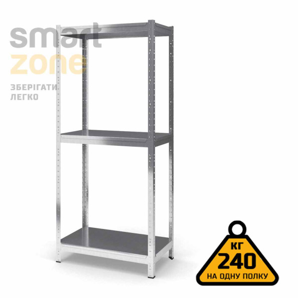 Стеллаж металлический 100х100х30 см ЦИНК 3 полки из металла ХАРДИ-ПРО-6402 для дома, магазина, склада -
                                                        Фото 2