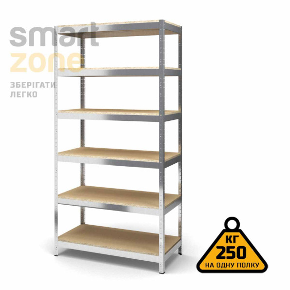 Стеллаж металлический 250х80х30 см ЦИНК 6 полок из ДСП ХАРДИ-ПРО-14102 для дома, магазина, склада -
                                                        Фото 2