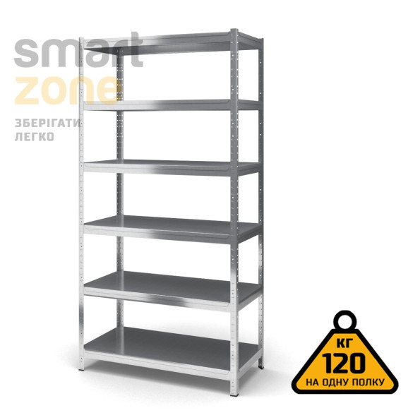 Стеллаж металлический 180х100х30 см ЦИНК 6 полок из металла ХАРДИ-ПРО-1577 для дома, магазина, склада -
                                                        Фото 2