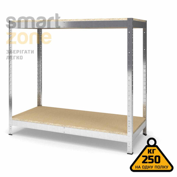 Стеллаж металлический 100х110х100 см ЦИНК 2 полки из ДСП ХАРДИ-ПРО-11919 для дома, магазина, склада -
                                                        Фото 2