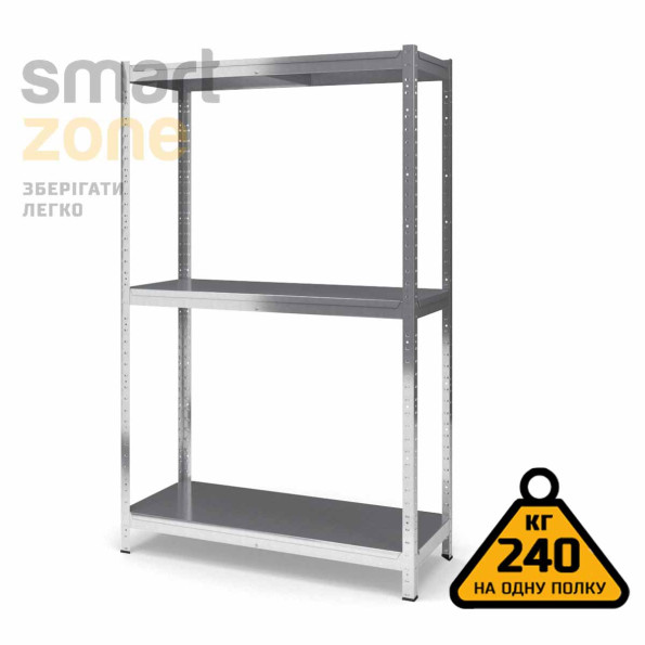 Стеллаж металлический 100х110х30 см ЦИНК 3 полки из металла ХАРДИ-ПРО-6412 для дома, магазина, склада -
                                                        Фото 2