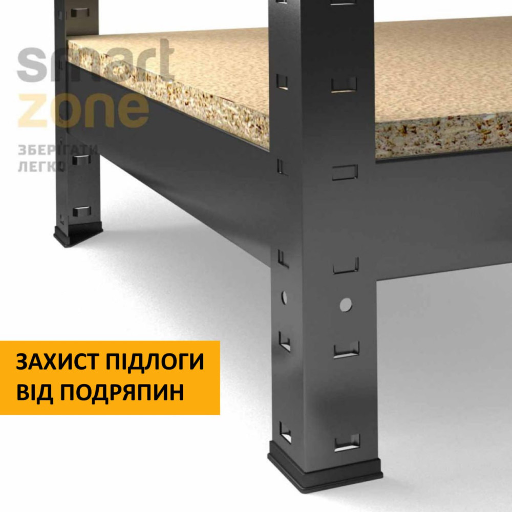 Стеллаж металлический 160х80х40 см ЧЕРНЫЙ 4 полки ДСП ХАРДИ для дома, гаража - Фото 5