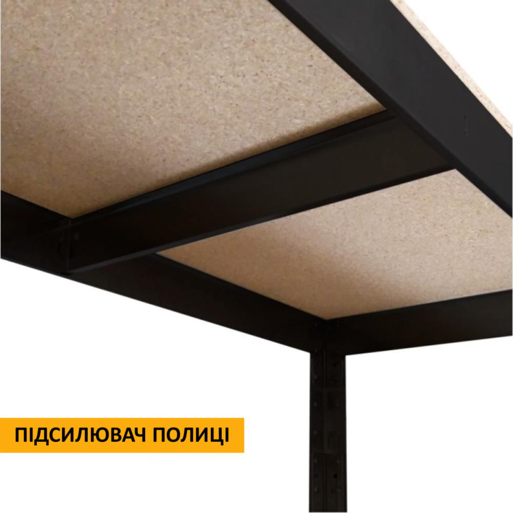 Стеллаж металлический 160х80х40 см ЧЕРНЫЙ 4 полки ДСП ХАРДИ для дома, гаража - Фото 3