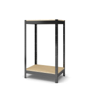 Стеллаж металлический 90х70х45 см ЧЕРНЫЙ 2 полки из ДСП ХАРДИ-ПРО-320603 для дома, магазина, склада