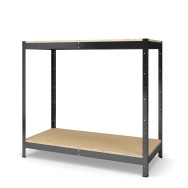 Стеллаж металлический 80х140х50 см ЧЕРНЫЙ 2 полки из ДСП ХАРДИ-ПРО-19523 для дома, магазина, склада