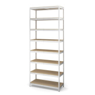 Стеллаж металлический 250х110х80 см БЕЛЫЙ 8 полок из ДСП ХАРДИ-ПРО-18148 для дома, магазина, склада