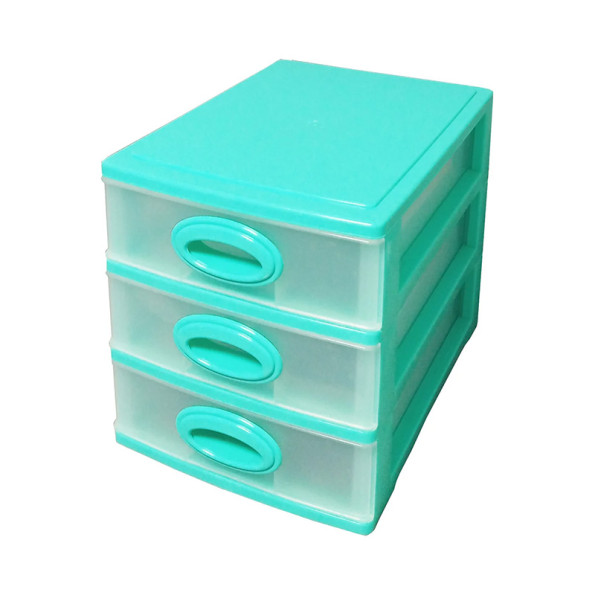 Мини комод пластиковый 20х19х27 см с выдвижными ящиками бирюзовый Констанция -
                                                        Фото 2