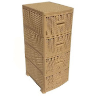 Комод пластиковый 93х37.5х45.5 см с выдвижными ящиками бежевый Ротанг Комод пластиковый 93х37.5х45.5 см с выдвижными ящиками бежевый Ротанг