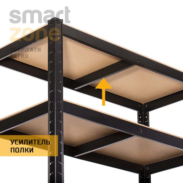 Стеллаж металлический ЧЕРНЫЙ 5 полок МДФ (Комплект из трех стеллажей БОНА-94 с доставкой) -
                                                        Фото 6