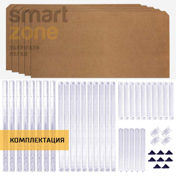 Комплект из трех стеллажей металлических Белый 5 полок МДФ с доставкой БОНА-96 (х3) -
                                                        Фото 4