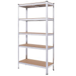 Стеллаж металлический 180х90х40 см БЕЛЫЙ 5 полок МДФ БОНА-96 для дома, кладовки, на балкон