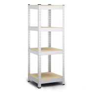 Стеллаж металлический 180х40х40 см БЕЛЫЙ 4 полки МДФ БОНА для дома, кладовки, на балкон