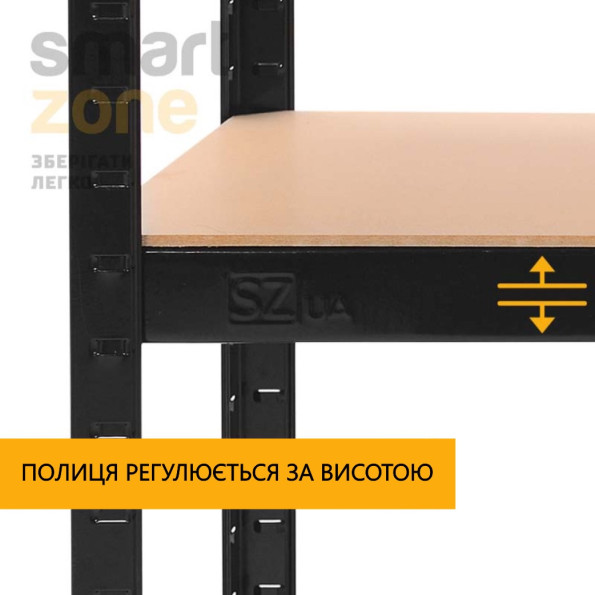 Стелаж металевий 180х90х40 см ЧОРНИЙ 5 полиць МДФ БОНА-94 для дому, комори, на балкон -
                                                        Фото 2