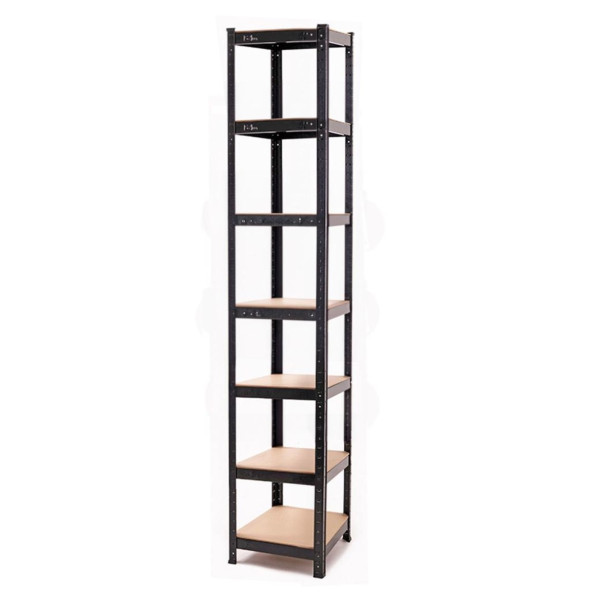 Стеллаж металлический 200x40x40 см ЧЕРНЫЙ 7 полок MДФ (8 мм) БОНА-ПРО