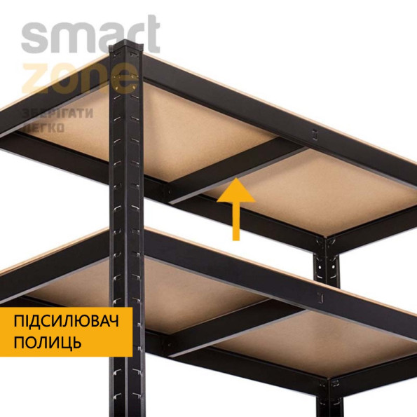 Стелаж металевий 180х90х40 см ЧОРНИЙ 5 полиць МДФ БОНА-94 для дому, комори, на балкон -
                                                        Фото 3