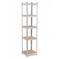 Стеллаж металлический 180х40х40 см ЦИНК 5 полок МДФ БОНА-оптима для дома, кладовки, на балкон