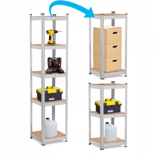 Стеллаж металлический 180х40х40 см ЦИНК 5 полок МДФ БОНА-оптима для дома, кладовки, на балкон -
                                                        Фото 5
