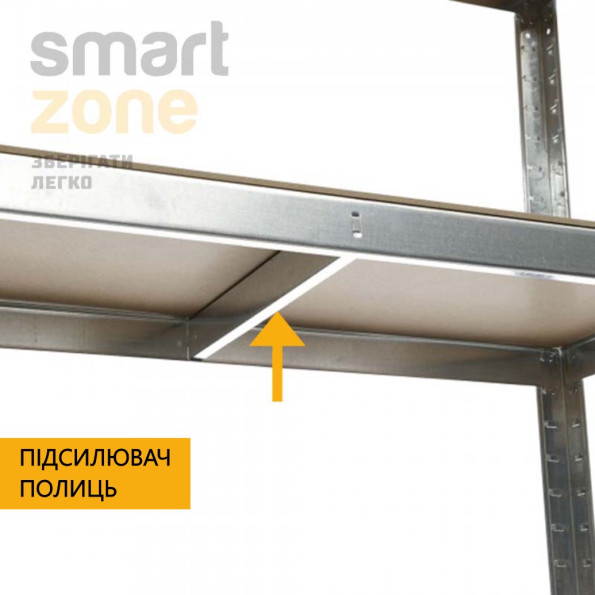 Стеллаж металлический 160х80х30 см ЦИНК 6 полок МДФ БОНА для дома, кладовки, на балкон -
                                                        Фото 3