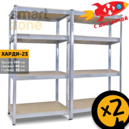 Комплект из двух стеллажей металлических ЦИНК 4 полки ДСП с доставкой ХАРДИ-23 (х2) Комплект из двух стеллажей металлических ЦИНК 4 полки ДСП с доставкой ХАРДИ-23 (х2)