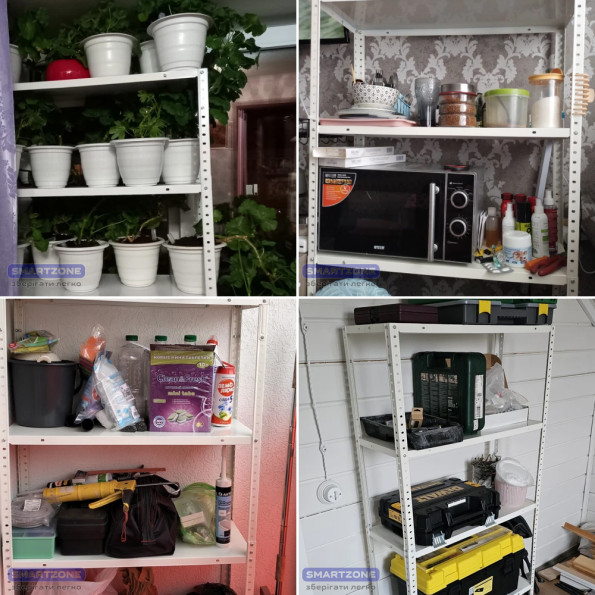 Стелаж металевий 150х75х30 см БІЛИЙ 4 полиці МІА-113 на кухню, у ванну, для квітів -
                                                        Фото 9