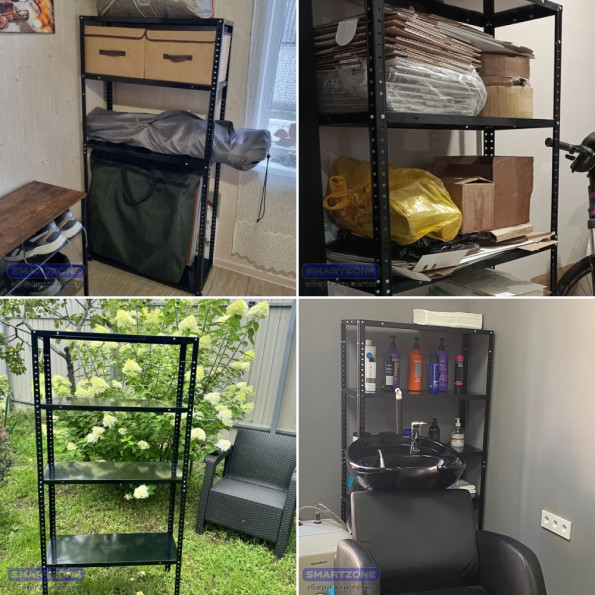 Стелаж металевий 150х75х30 см ЧОРНИЙ 4 полиці МІА-115 на кухню, у ванну, для квітів -
                                                        Фото 9