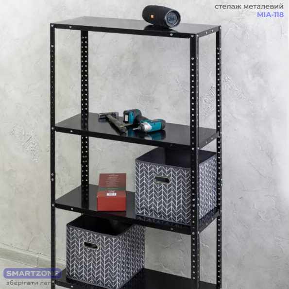 Стелаж металевий 170х75х30 см ЧОРНИЙ 5 полиць МІА-118 на кухню, у ванну, для квітів -
                                                        Фото 7