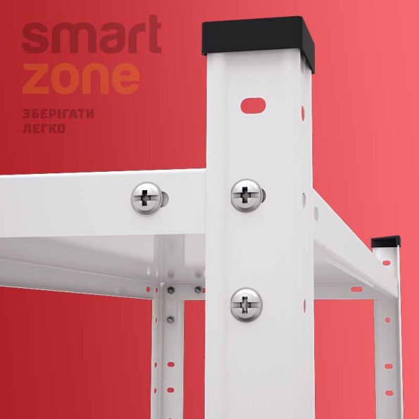 Стеллаж металлический 185х95х35 см БЕЛЫЙ 5 полок РИОЛА-88 на кухню, в ванную, для цветов -
                                                        Фото 3